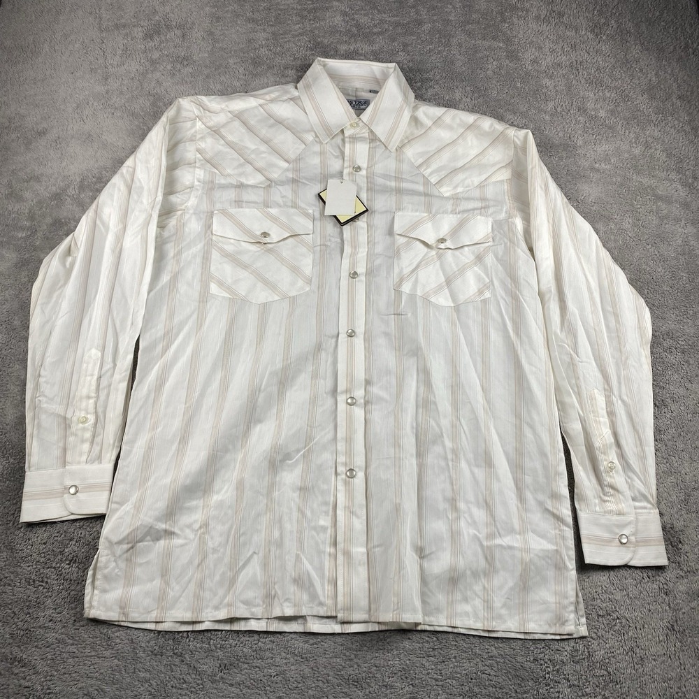 Desire Collection Long Sleeve Dress Shirt Mens Small White Orange‎ Stripes NWT